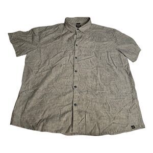 Prana Breathe Button Down Shirt Mens 2XL Gray Short Sleeve Micro Stripe